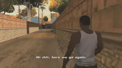 "Here we go again", data input is again the root of another issue practical quantum PDE solvers will face in the future. Image from the meme culture, originating from the initial scene in the game *GTA: San Andreas*. [Explanation and history](https://knowyourmeme.com/memes/ah-shit-here-we-go-again).